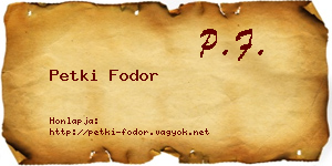 Petki Fodor névjegykártya